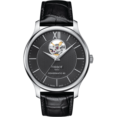 Tradition Powermatic 80 Open Heart 40 Stainless Steel / Black / Strap