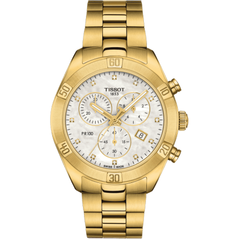 Tissot PR 100 Sport Chic Chronograph 38 Yellow Gold / MOP / Bracelet T101.917.33.116.01