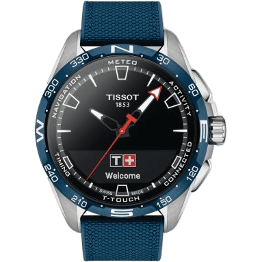 T-Touch Connect Solar Titanium - Blue Ceramic / Black / Fabric