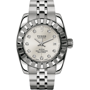 Classic 28 Stainless Steel / Fluted / Silver-Diamond / Bracelet