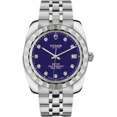 Classic 38 Stainless Steel / Fluted / Blue-Diamond / Bracelet