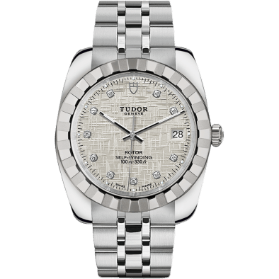 Classic 38 Stainless Steel / Fluted / Silver-Diamond / Bracelet