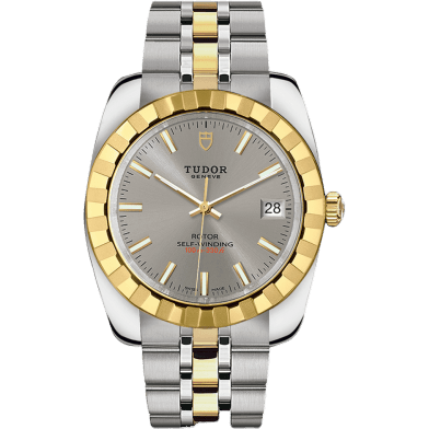 Classic 38 Stainless Steel / Yellow Gold / Fluted / Silver / Bracelet