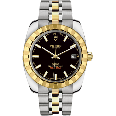 Classic 38 Stainless Steel / Yellow Gold / Fluted / Black / Bracelet
