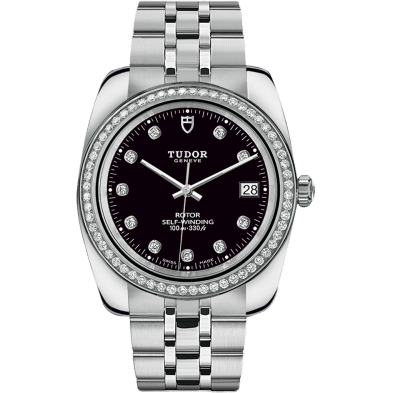 Classic 38 Stainless Steel / Diamond / Black-Diamond / Bracelet