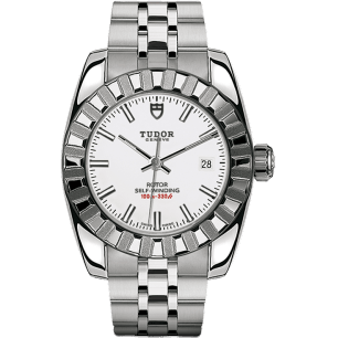 Classic 28 Stainless Steel / Fluted / White / Bracelet