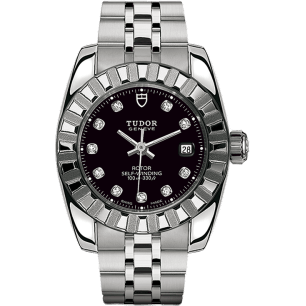 Classic 28 Stainless Steel / Fluted / Black-Diamond / Bracelet