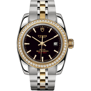 Classic 28 Stainless Steel / Yellow Gold / Diamond / Black / Bracelet