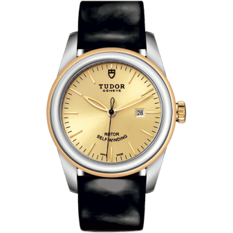 Glamour Date 31 Stainless Steel / Yellow Gold / Champagne / Strap
