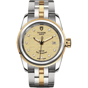 Glamour Date 26 Stainless Steel / Yellow Gold / Jacquard Champagne-Diamond / Bracelet
