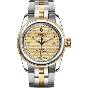 Glamour Date 26 Stainless Steel / Yellow Gold / Jacquard Champagne / Bracelet