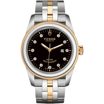 Glamour Date 31 Stainless Steel / Yellow Gold / Black-Diamond / Bracelet