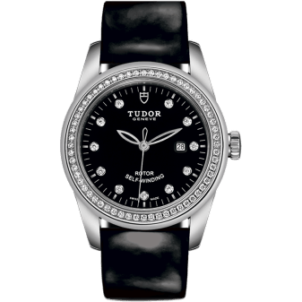 Glamour Date 31 Stainless Steel / Diamond / Black-Diamond / Strap