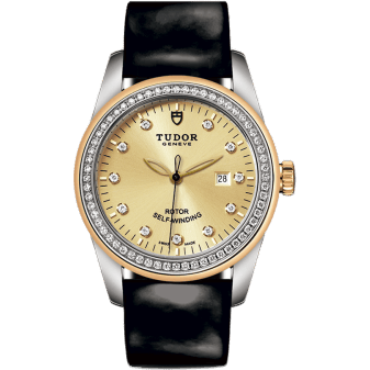 Glamour Date 31 Stainless Steel / Yellow Gold / Diamond / Champagne-Diamond / Strap