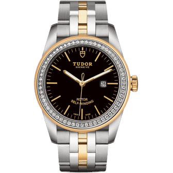 Glamour Date 31 Stainless Steel / Yellow Gold / Diamond / Black / Bracelet