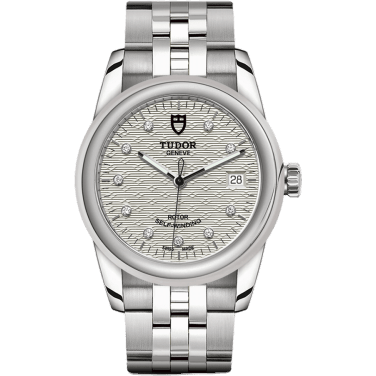 Tudor Glamour Date 36 Stainless Steel / Jacquard Silver-Diamond / Bracelet 55000-0004