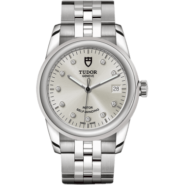 Tudor Glamour Date 36 Stainless Steel / Silver-Diamond / Bracelet 55000-0006