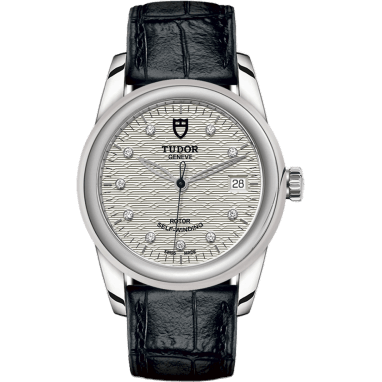 Tudor Glamour Date 36 Stainless Steel / Jacquard Silver-Diamond / Strap 55000-0058
