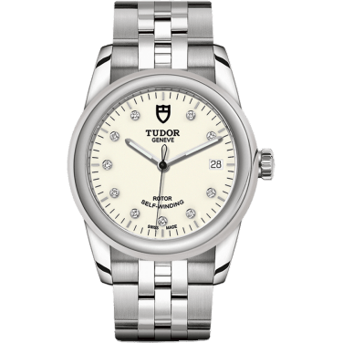 Tudor Glamour Date 36 Stainless Steel / Opaline-Diamond / Bracelet 55000-0104