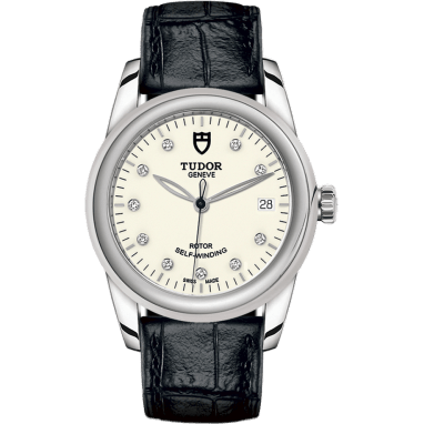 Tudor Glamour Date 36 Stainless Steel / Opaline-Diamond / Strap 55000-0116