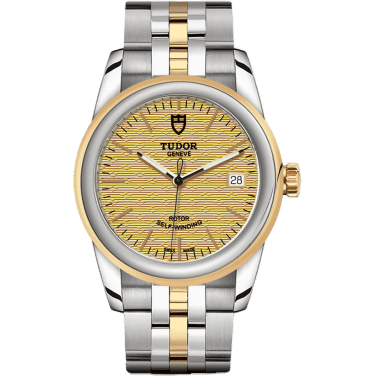 Tudor Glamour Date 36 Stainless Steel / Yellow Gold / Jacquard Champagne / Bracelet 55003-0003