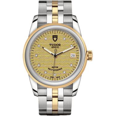 Tudor Glamour Date 36 Stainless Steel / Yellow Gold / Jacquard Champagne-Diamond / Bracelet 55003-0004
