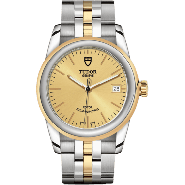 Tudor Glamour Date 36 Stainless Steel / Yellow Gold / Champagne / Bracelet 55003-0005