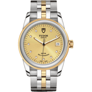 Tudor Glamour Date 36 Stainless Steel / Yellow Gold / Champagne-Diamond / Bracelet 55003-0006