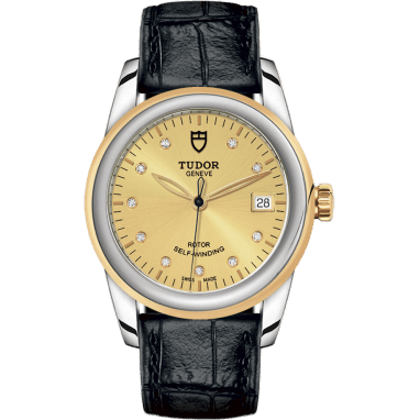 Tudor Glamour Date 36 Stainless Steel / Yellow Gold / Champagne-Diamond / Strap 55003-0051