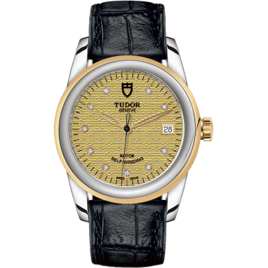 Tudor Glamour Date 36 Stainless Steel / Yellow Gold / Jacquard Champagne-Diamond / Strap 55003-0068