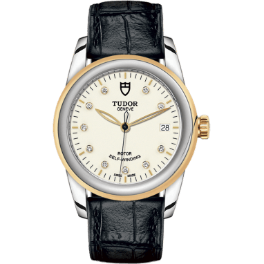 Tudor Glamour Date 36 Stainless Steel / Yellow Gold / Opaline-Diamond / Strap 55003-0095
