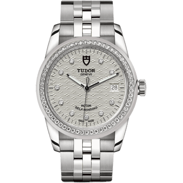 Tudor Glamour Date 36 Stainless Steel / Diamond / Jacquard Silver-Diamond / Bracelet 55020-0001