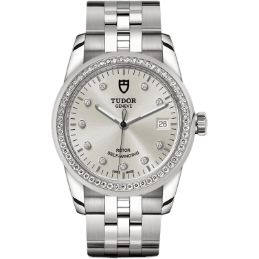 Tudor Glamour Date 36 Stainless Steel / Diamond / Silver-Diamond / Bracelet 55020-0003