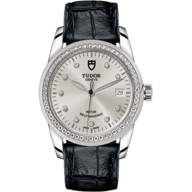 Tudor Glamour Date 36 Stainless Steel / Diamond / Silver-Diamond / Strap 55020-0058