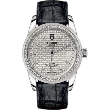 Tudor Glamour Date 36 Stainless Steel / Diamond / Jacquard Silver-Diamond / Strap 55020-0060