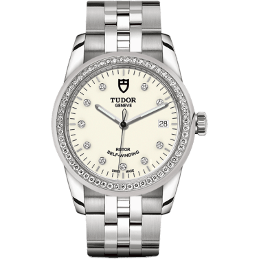 Tudor Glamour Date 36 Stainless Steel / Diamond / Opaline-Diamond / Bracelet 55020-0096