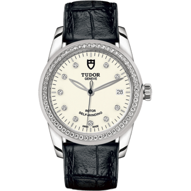 Tudor Glamour Date 36 Stainless Steel / Diamond / Opaline-Diamond / Strap 55020-0108