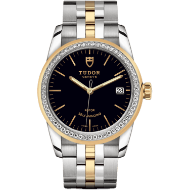 Tudor Glamour Date 36 Stainless Steel / Yellow Gold / Diamond / Black / Bracelet 55023-0021