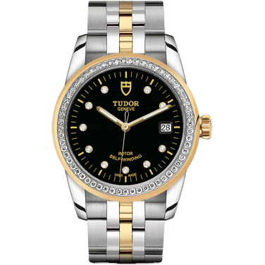 Tudor Glamour Date 36 Stainless Steel / Yellow Gold / Diamond / Black-Diamond / Bracelet 55023-0022