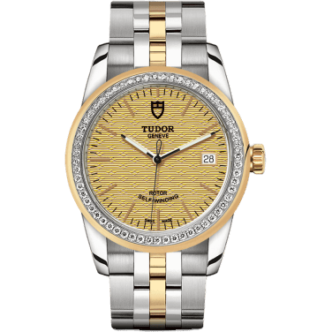 Tudor Glamour Date 36 Stainless Steel / Yellow Gold / Diamond / Jacquard Champagne / Bracelet 55023-0027