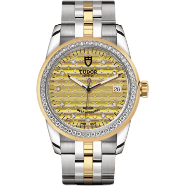 Tudor Glamour Date 36 Stainless Steel / Yellow Gold / Diamond / Jacquard Champagne-Diamond / Bracelet 55023-0028