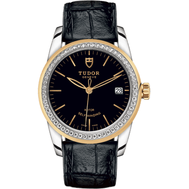 Tudor Glamour Date 36 Stainless Steel / Yellow Gold / Diamond / Black / Strap 55023-0045
