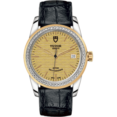 Tudor Glamour Date 36 Stainless Steel / Yellow Gold / Diamond / Jacquard Champagne / Strap 55023-0051