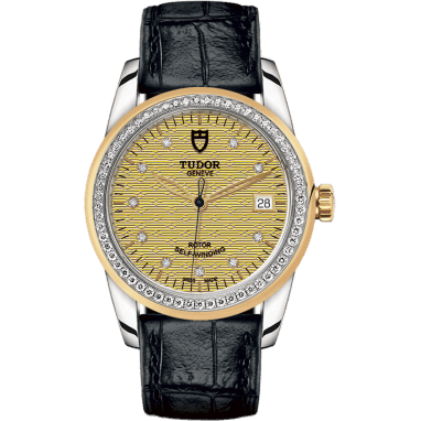 Tudor Glamour Date 36 Stainless Steel / Yellow Gold / Diamond / Jacquard Champagne-Diamond / Strap 55023-0052