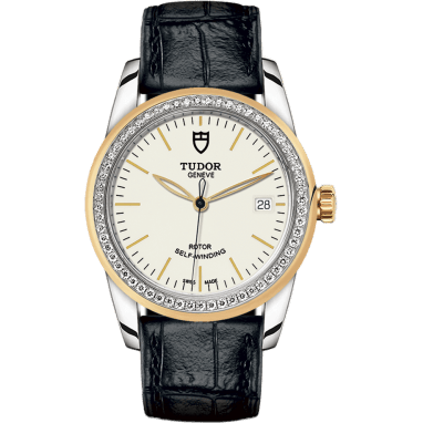 Tudor Glamour Date 36 Stainless Steel / Yellow Gold / Diamond / Opaline / Strap 55023-0085