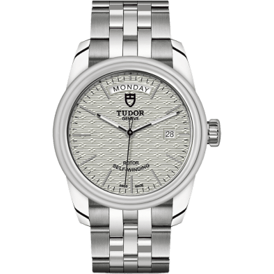 Glamour Day + Date Stainless Steel / Jacquard Silver / Bracelet
