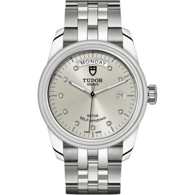 Glamour Day + Date Stainless Steel / Silver-Diamond / Bracelet