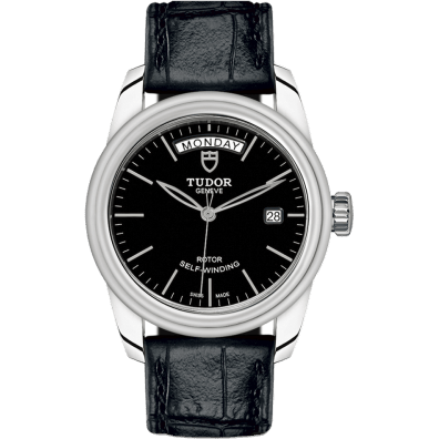Glamour Day + Date Stainless Steel / Black / Strap