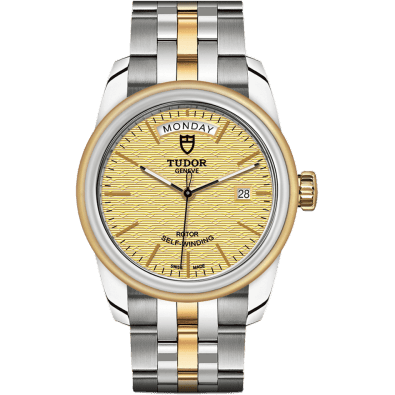 Tudor Glamour Day + Date Stainless Steel / Yellow Gold / Jacquard Champagne / Bracelet 56003-0003