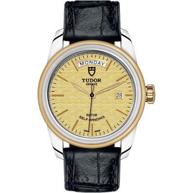 Tudor Glamour Day + Date Stainless Steel / Yellow Gold / Jacquard Champagne / Strap 56003-0010